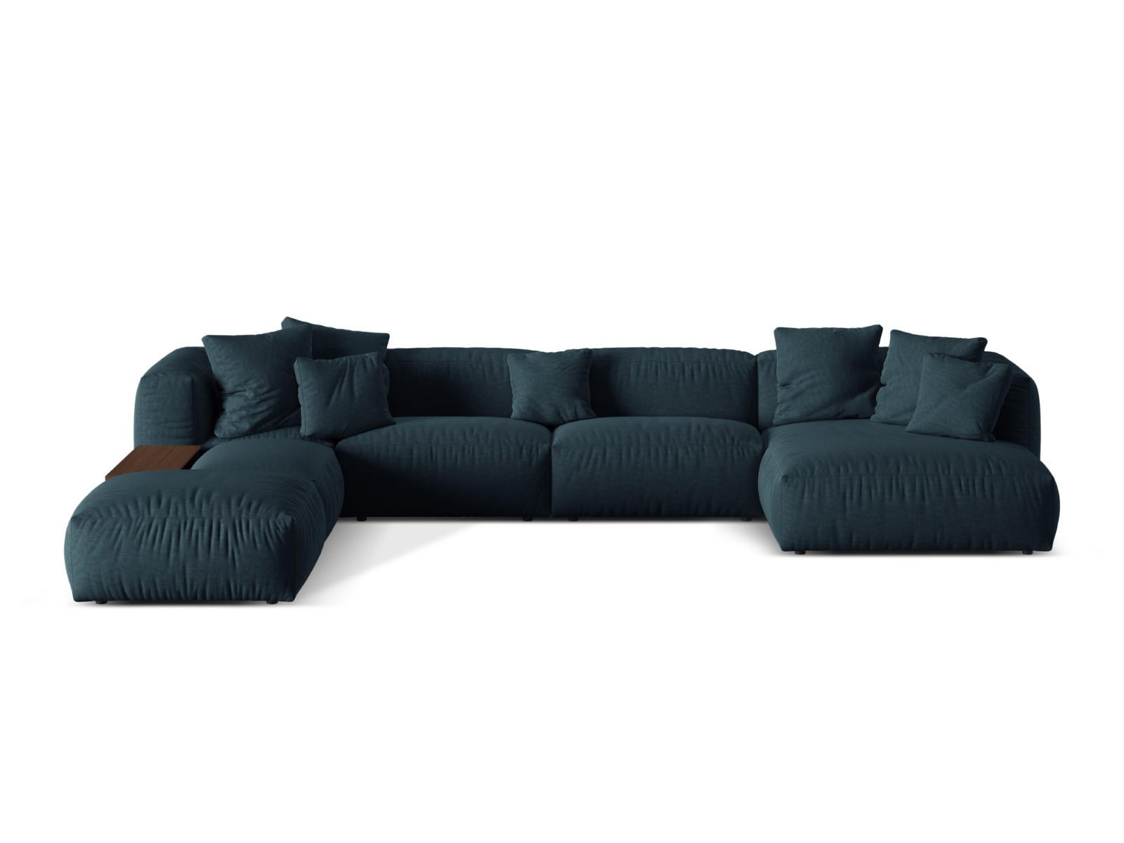 MODULARES-PANORAMASOFA links Martina aus strukturiertem Stoff jeansblau 5 Sitzplätze - Blau, Textil (280/75/406cm) - Micadoni