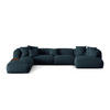 MODULARES-PANORAMASOFA links Martina aus strukturiertem Stoff jeansblau 5 Sitzplätze - Blau, Textil (280/75/406cm) - Micadoni