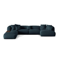 MODULARES-PANORAMASOFA links Martina aus strukturiertem Stoff jeansblau 5 Sitzplätze - Blau, Textil (280/75/406cm) - Micadoni