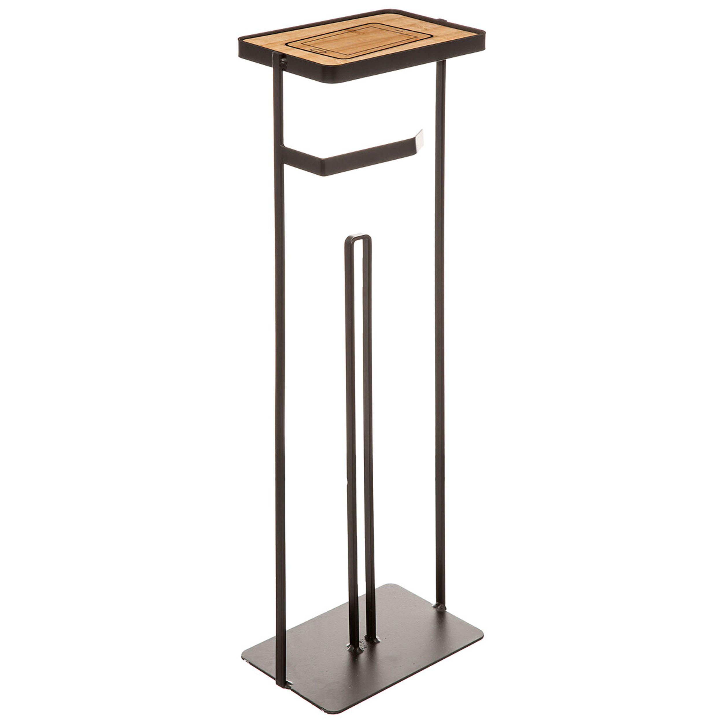 TOILETTEN-BUTLER Modern Color mit Handyablage, Eisen, Bambus, Schwarz, 59 cm - Schwarz, Metall (12/59/18.5cm) - 5five Simply Smart