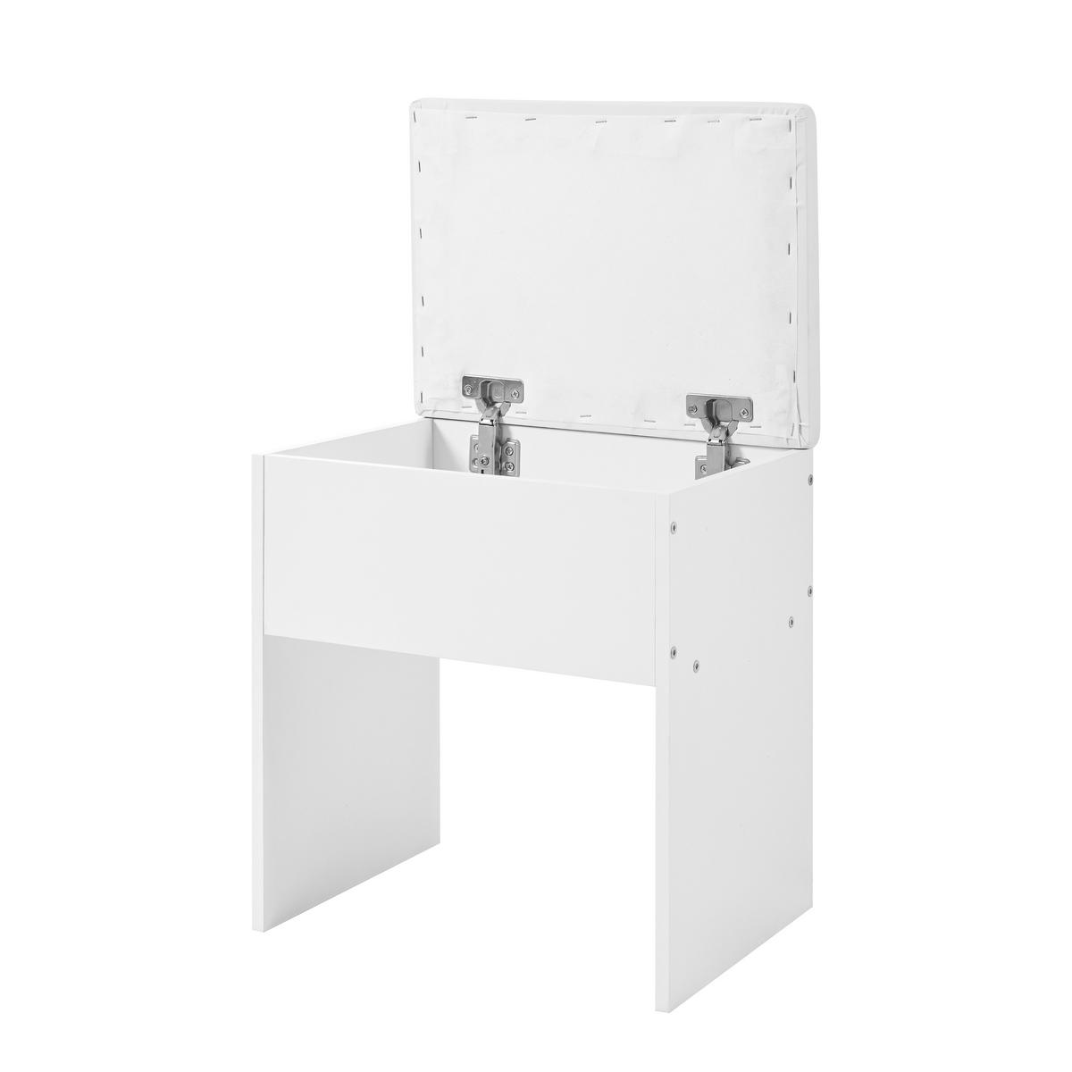 TOALETNÍ STOLEK bílý s LED zrcadlem, elektrickými zásuvkami a taburetem - bílá, kompozitní dřevo (105/152/40cm) - Urban Meuble