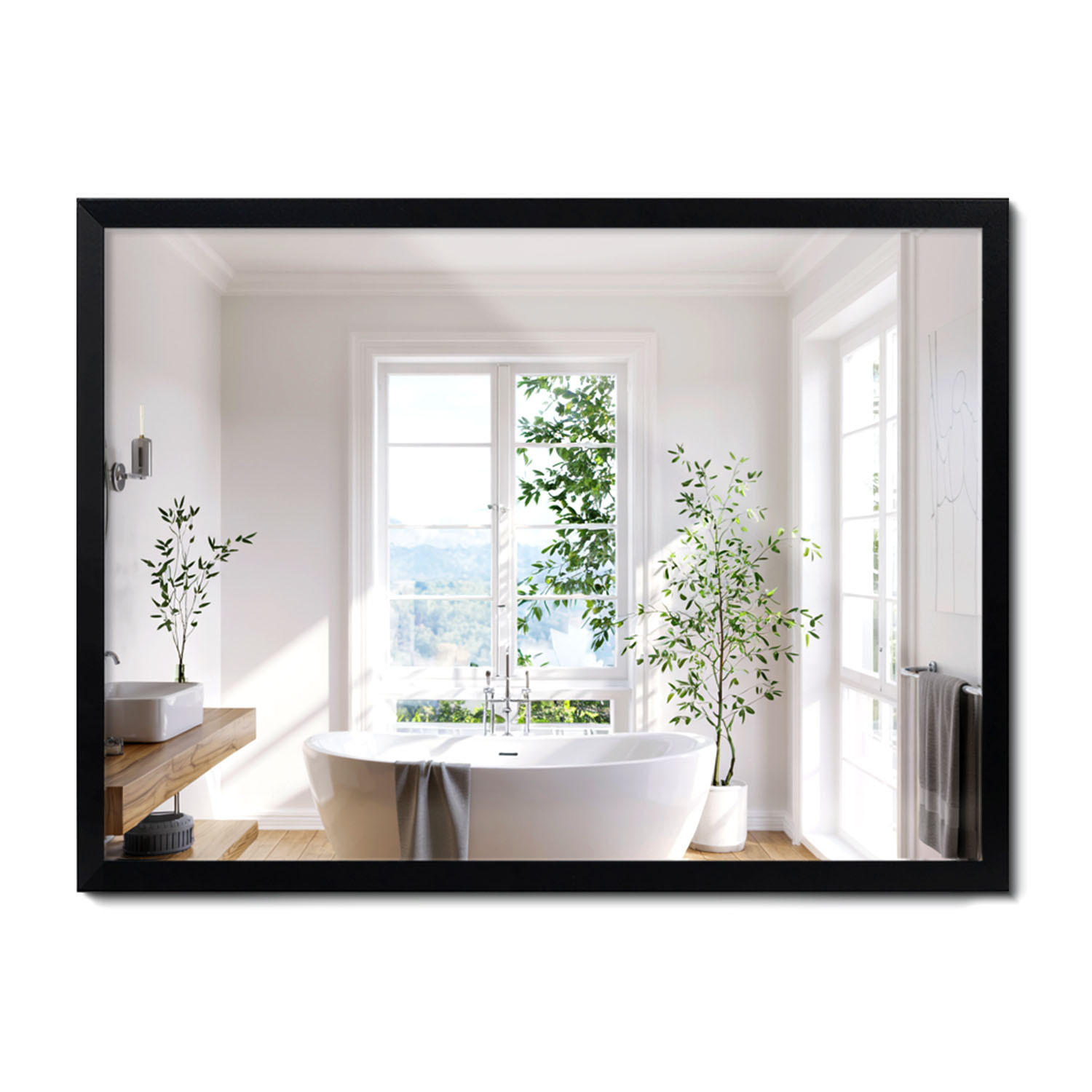 SPIEGEL 80x60cm Schwarzer Rahmen - Transparent, Glas (80/60/0.4cm) - Wallfluent