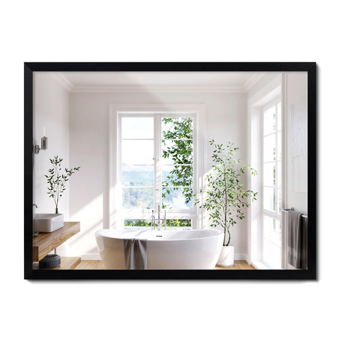 SPIEGEL 80x60cm Schwarzer Rahmen - Transparent, Glas (80/60/0.4cm) - Wallfluent