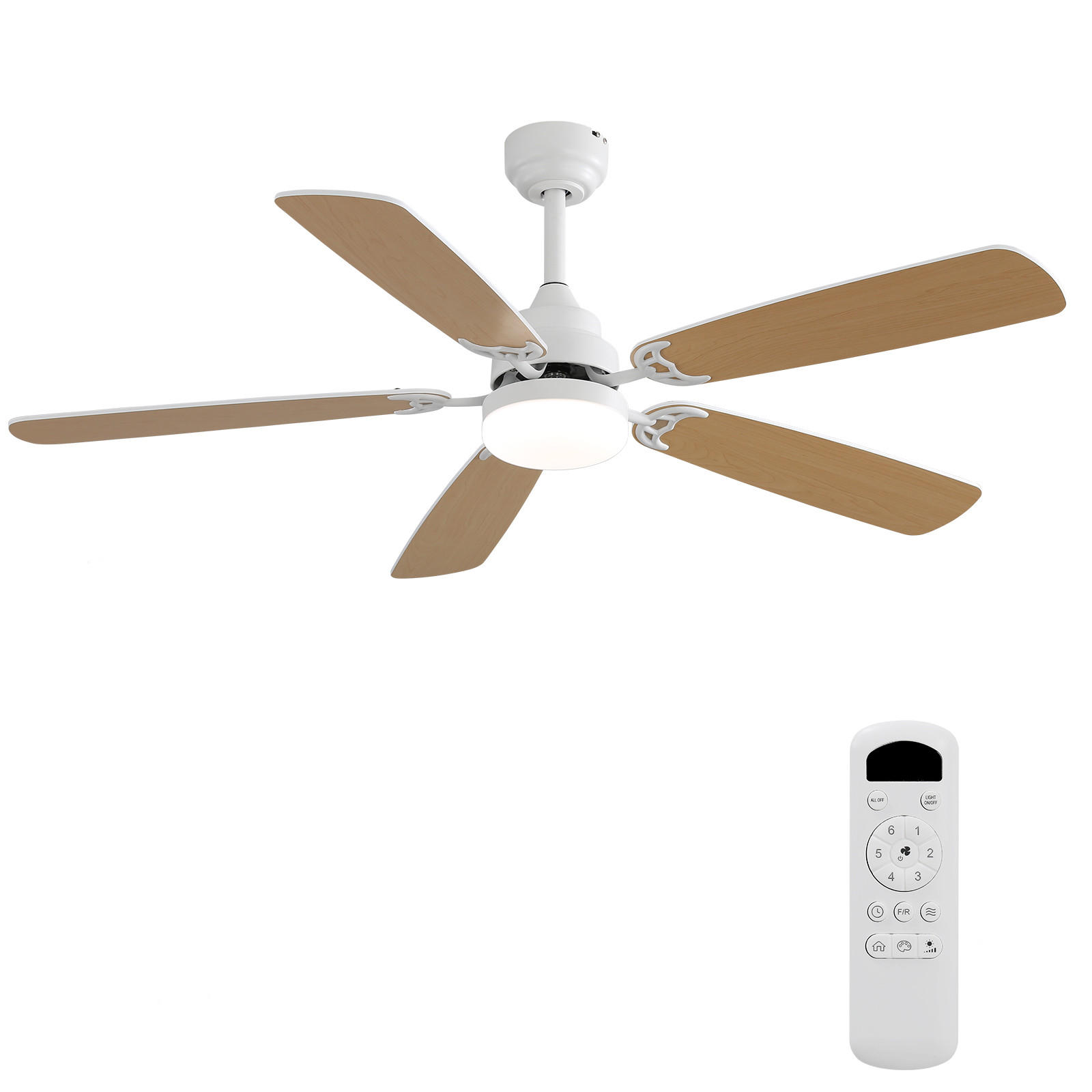 DECKENVENTILATOR 132cm LED Licht 18W Memory Funktion DC Motor - Weiß, Kunststoff (132/132/49cm) - CASIVA