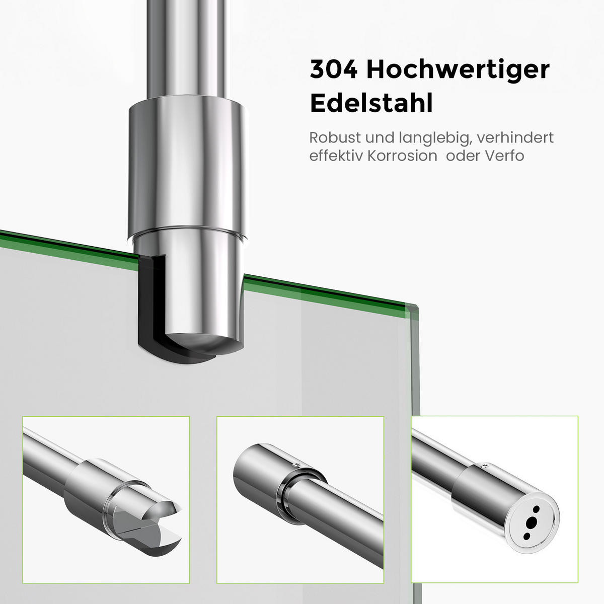 STABILISIERUNGSSTANGE 50 cm für Duschwand aus Edelstahl verchromt 6–10 mm mit 360°-Gelenk - Chromfarben, Metall (1.9/50cm) - S'AFIELINA