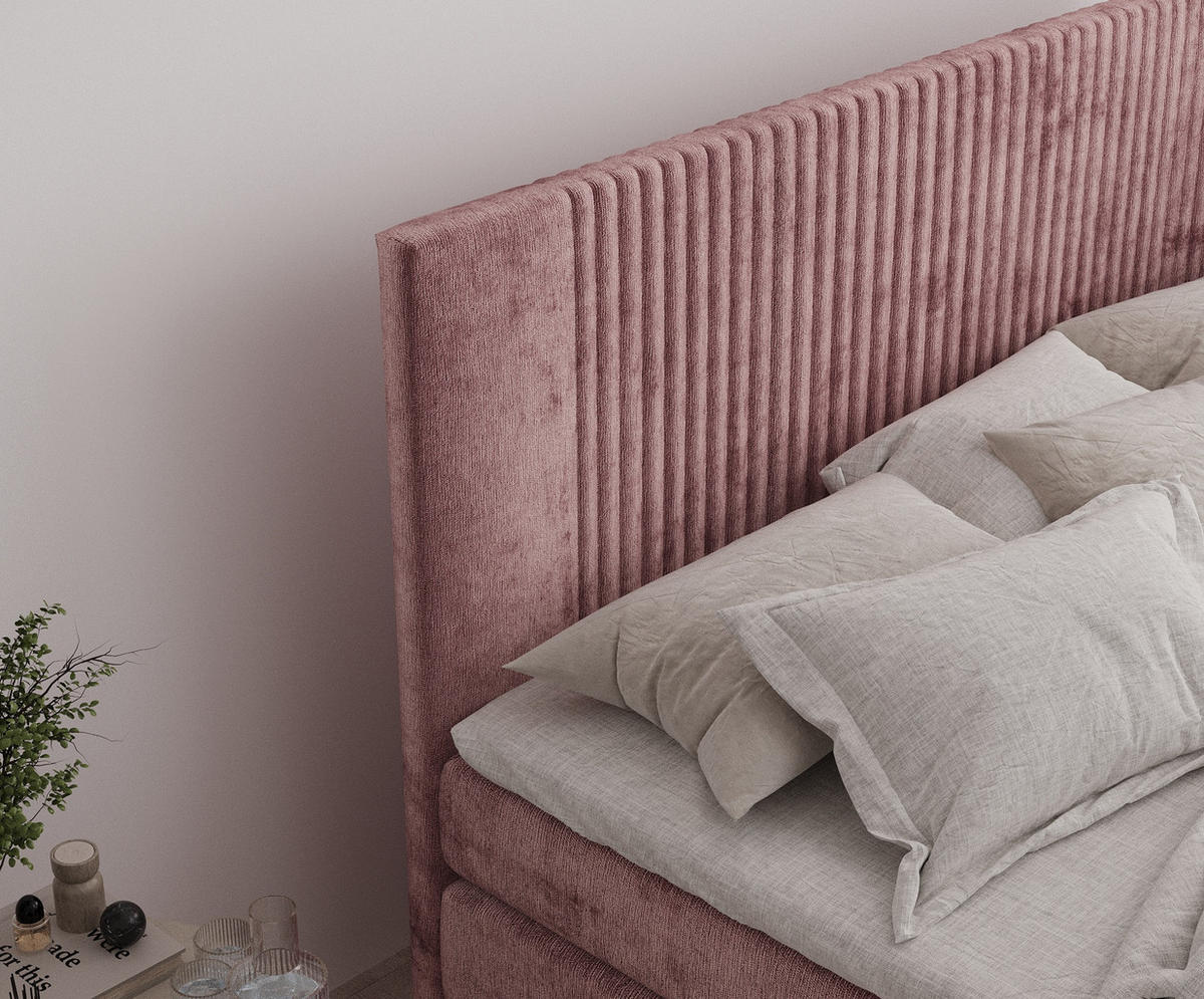BOXSPRINGBETT Bergamo Rosa 180/200 cm - Schwarz/Rosa, Holz/Holzwerkstoff (180/200cm) - Maison de Reve