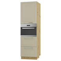 BACKOFEN-HOCHSCHRANK Kvantum D14/RU/2A/356 Vanille Matt / Eiche Artisan Matt 60 / 59 / 207cm - Creme/Eiche Artisan, Holz/Holzwerkstoff (60/207/59cm) - Feldmann-Wohnen