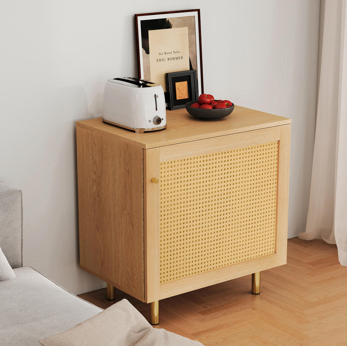 SIDEBOARD 60/63/40 cm Natur aus MDF mit Rattangeflecht - Naturfarben, Holzwerkstoff (40/63/60cm) - OKMYHOME