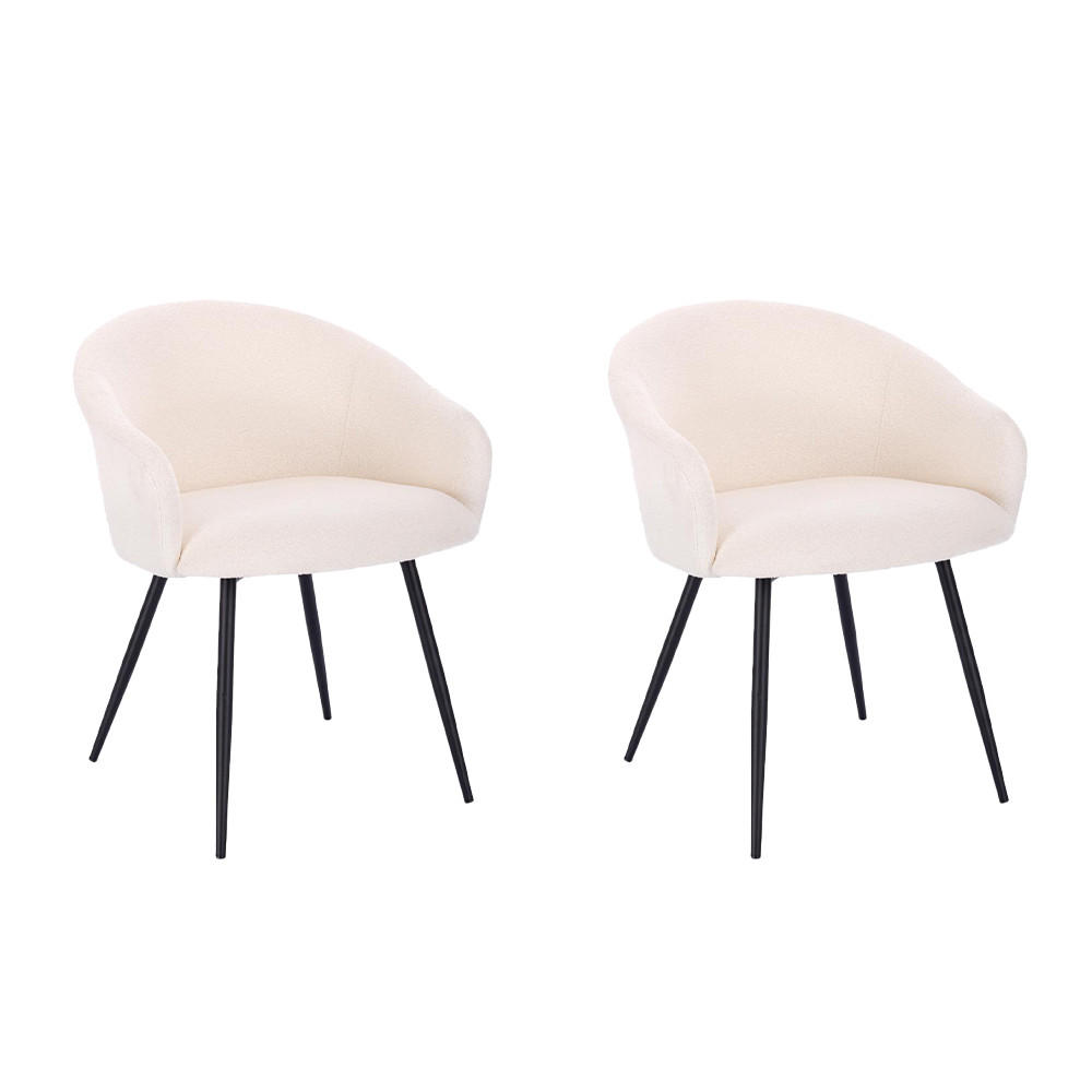 ESSZIMMERSTUHL CELESTE - 2, Bouclé Weiß - Weiß, Kunststoff (60/77/60cm) - Home Deluxe