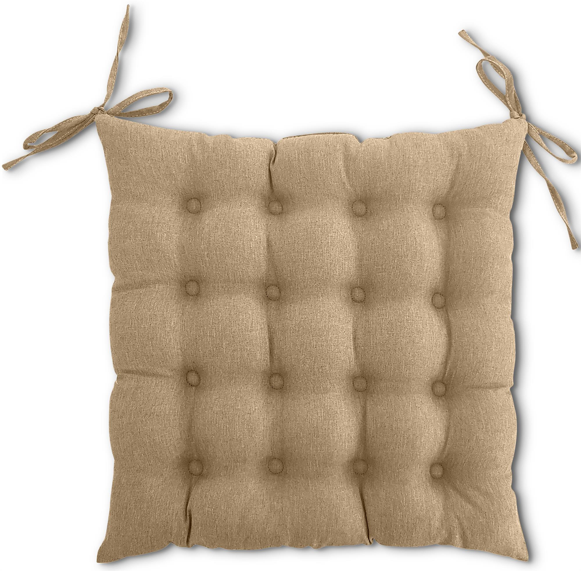 SITZKISSEN 16-Punkt beige 40/40 cm mit Steppung und Halte-Bändern - Beige, Textil (40/40/4cm) - wometo