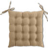 SITZKISSEN 16-Punkt beige 40/40 cm mit Steppung und Halte-Bändern - Beige, Textil (40/40/4cm) - wometo