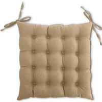 SITZKISSEN 16-Punkt beige 40/40 cm mit Steppung und Halte-Bändern - Beige, Textil (40/40/4cm) - wometo