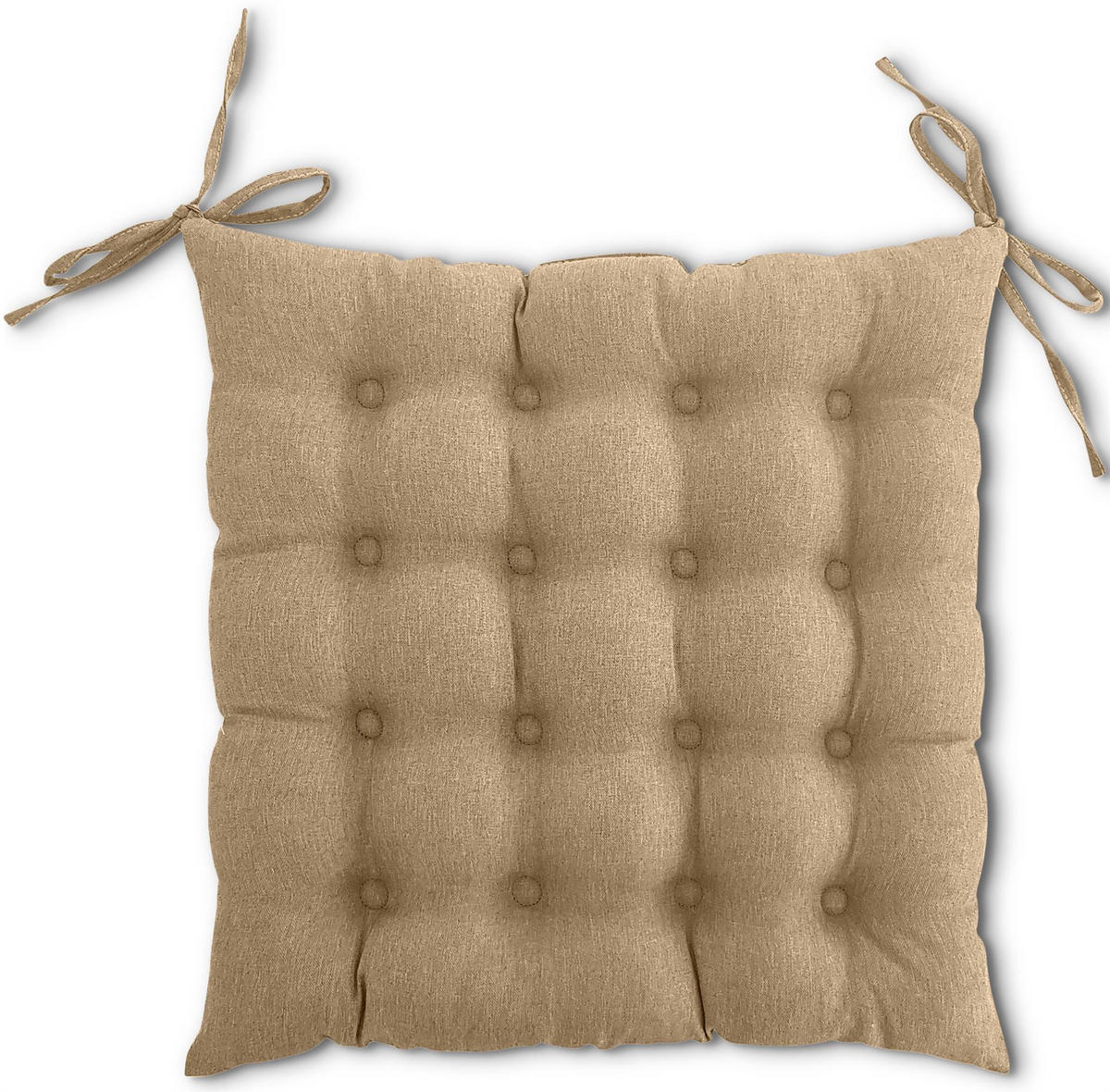 SITZKISSEN 16-Punkt beige 40/40 cm mit Steppung und Halte-Bändern - Beige, Textil (40/40/4cm) - wometo