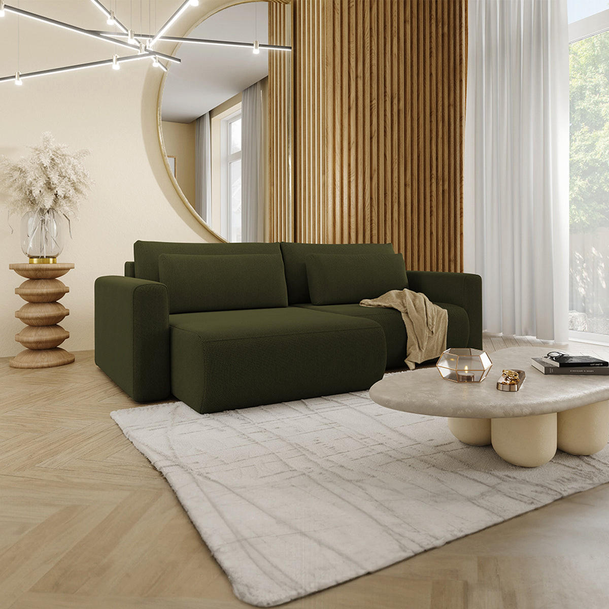ECKSOFA Evy 3 Sitzplätze Grün - Grün, Holz (240/149cm) - Petits-meubles