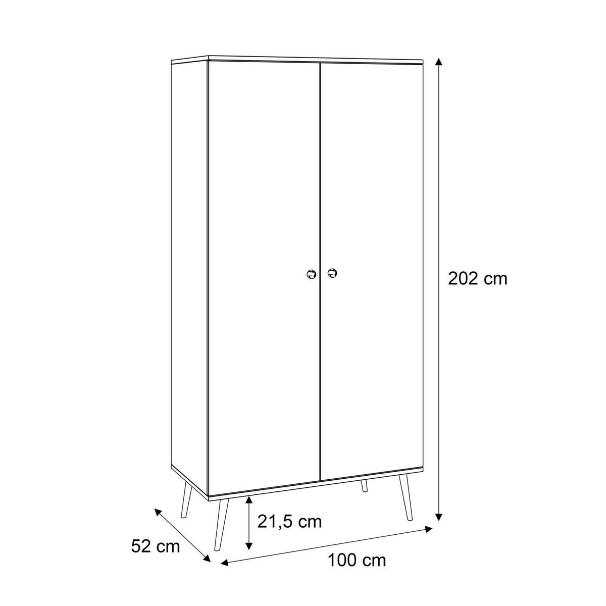 KLEIDERSCHRANK Zweitüriger HARMONY Natürlich Rosa - Rosa, Holzwerkstoff (100/202/52cm) - Lookway