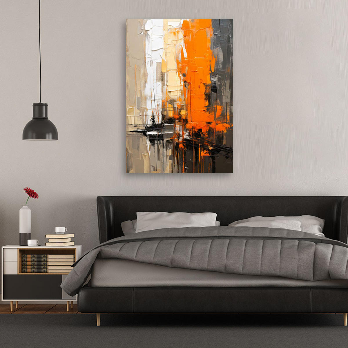 LEINWANDBILD Abstraktion 80x120cm - Orange, Textil (80/120cm) - Feeby