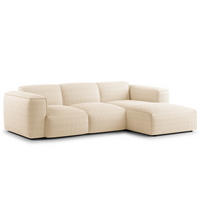 3-SITZER ECKSOFA mit Longchair - Beige/Schwarz, Kunststoff/Textil (251/173cm) - home24