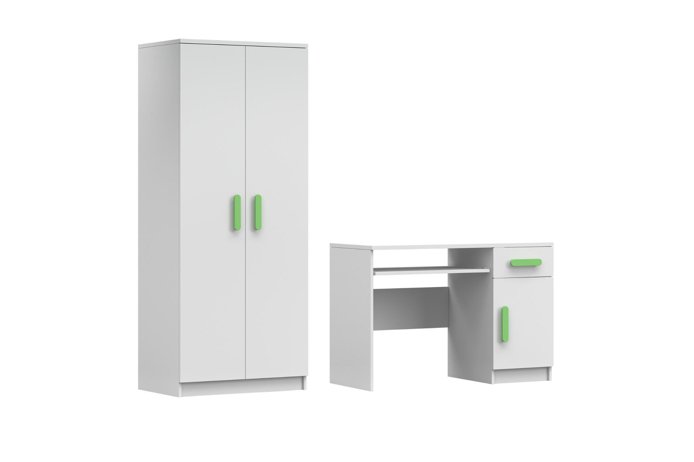 Deine Möbel 24 Kinderzimmer-Set Weiß, Grün 190x192x50 cm
