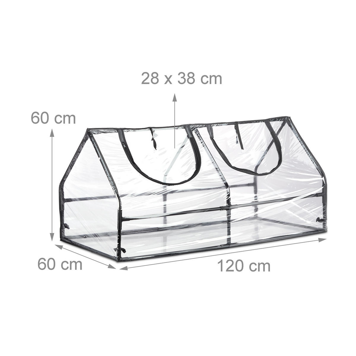 GEWÄCHSHAUS - Transparent, Kunststoff/Metall (120/60/60cm) - Relaxdays
