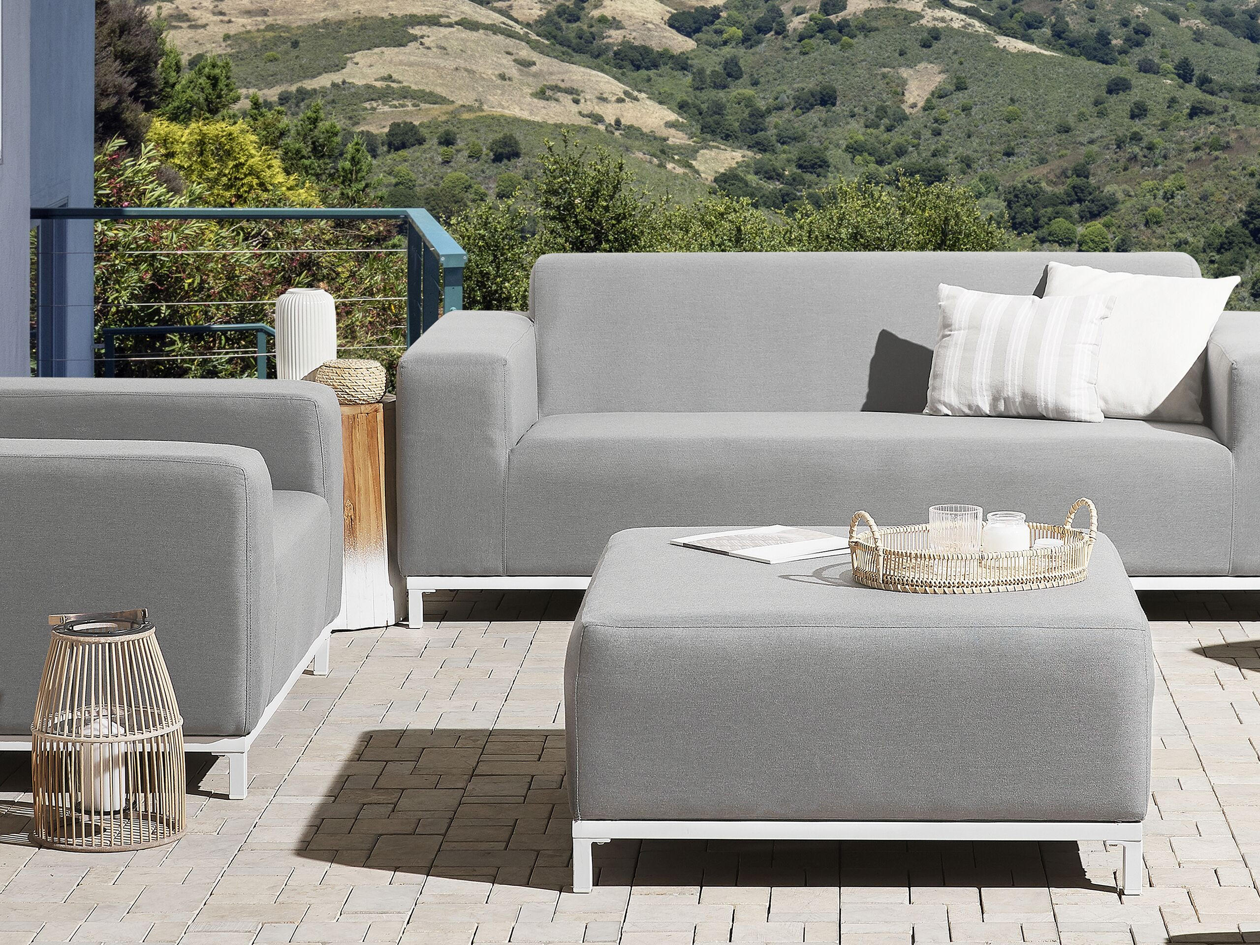 OTTOMANE Rovigo 83/83/38 cm - Grau, Kunststoff/Textil (83/38/83cm) - Beliani