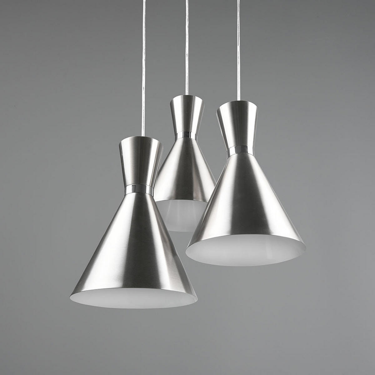 HÄNGELEUCHTE Metall Silber Matt 3-flammig - Silberfarben, Metall (41/41/150cm)