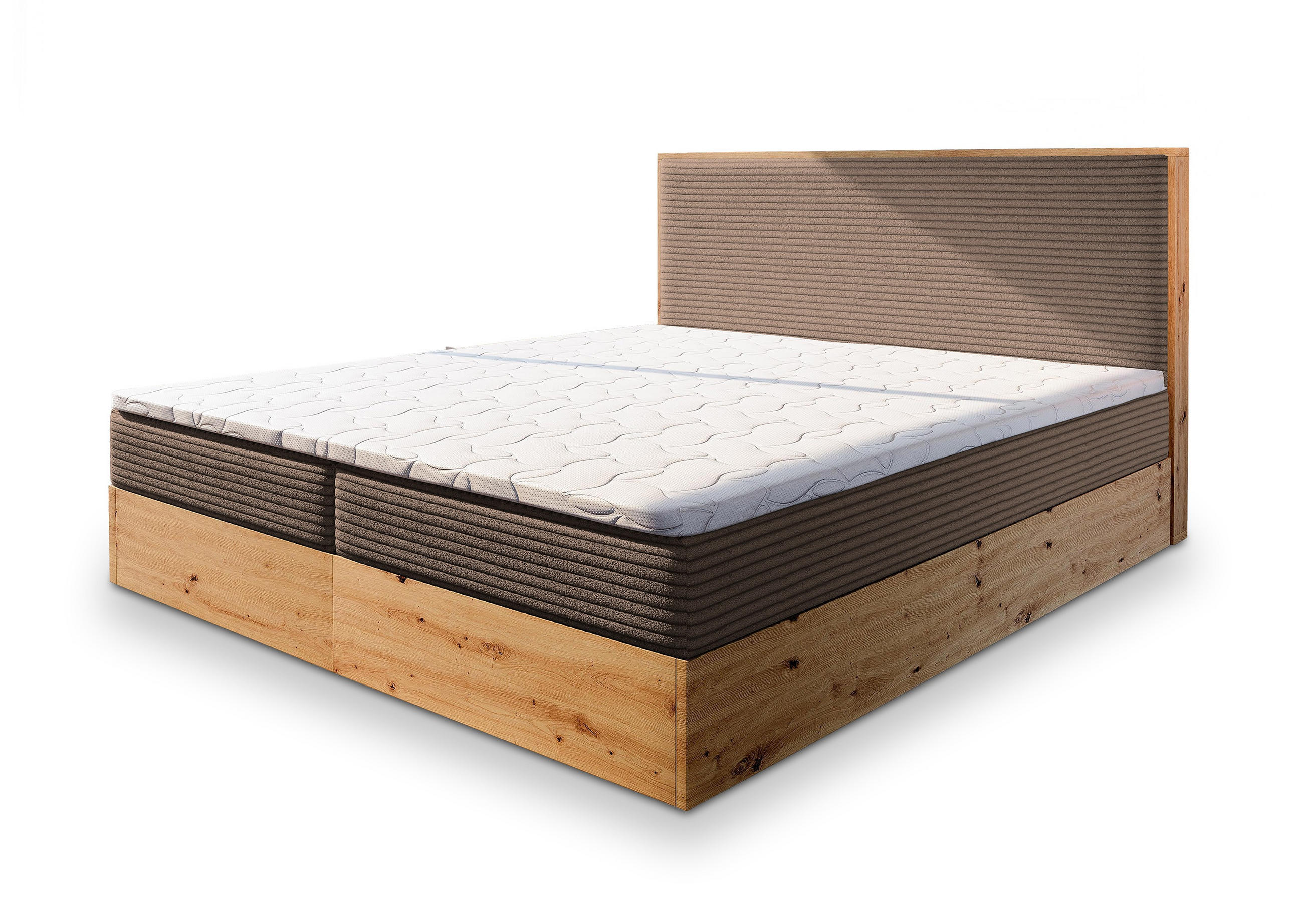 POSTEL BOXSPRING VERDON 160x200 cm, s matrací a úložným prostorem, hnědá - hnědá, kompozitní dřevo/textil (160/200cm) - MASSENO