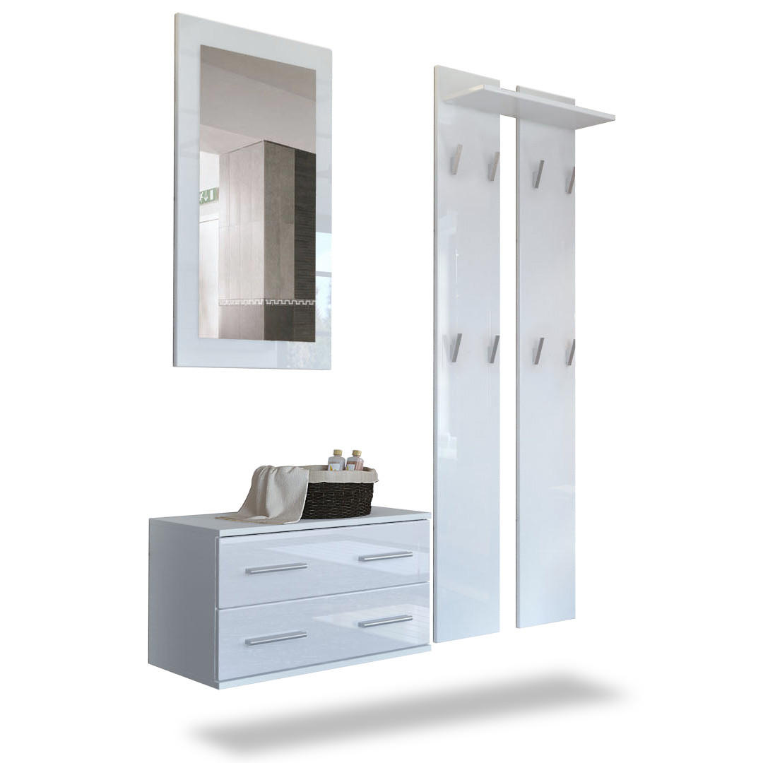 GARDEROBE Kioto Front in Weiß Hochglanz - Weiß Hochglanz, Holzwerkstoff (170/200/35cm) - Vladon