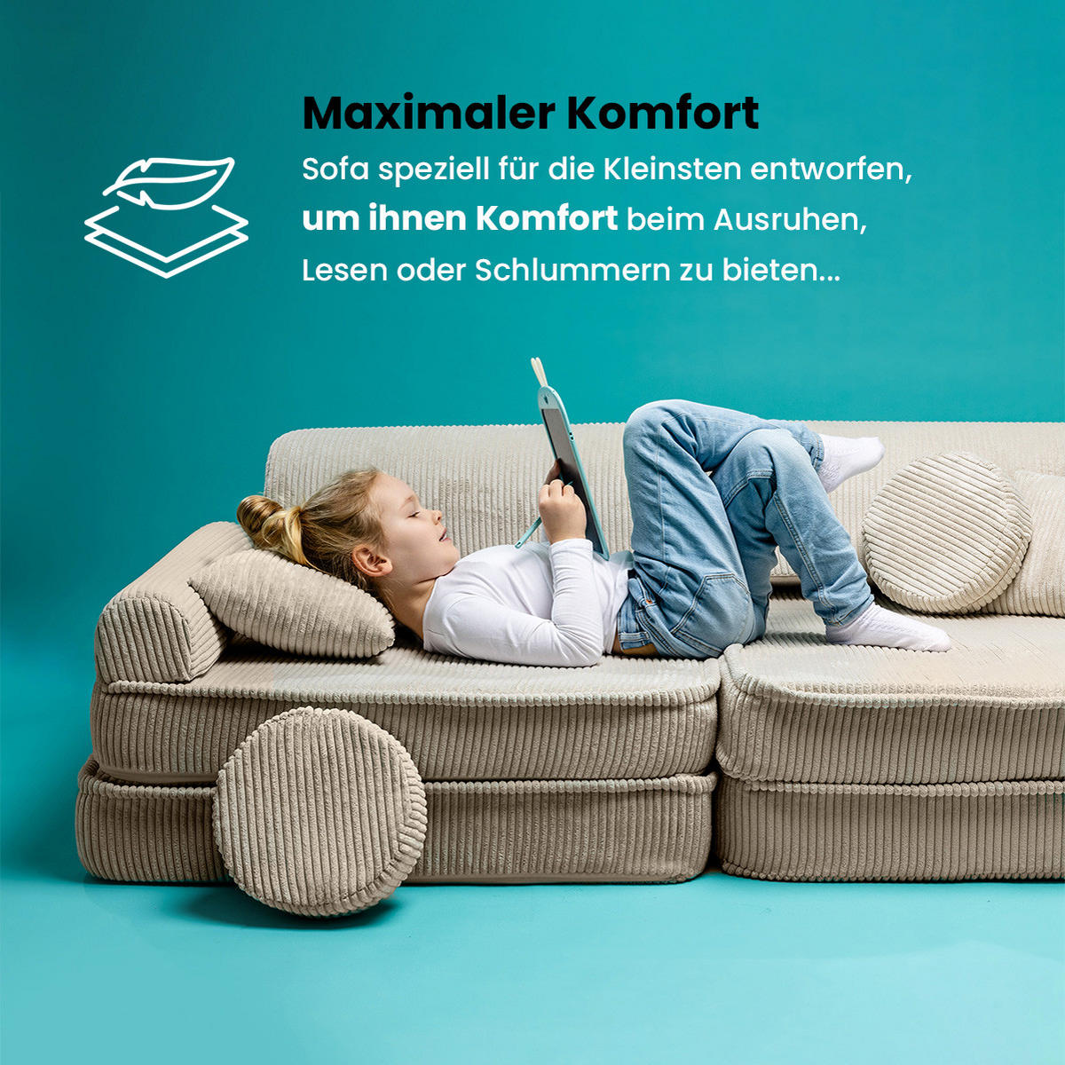 KINDERSOFA, Aesthetic, Cord, Puderrosa - Pink, Textil (160/48/80cm) - MeowBaby