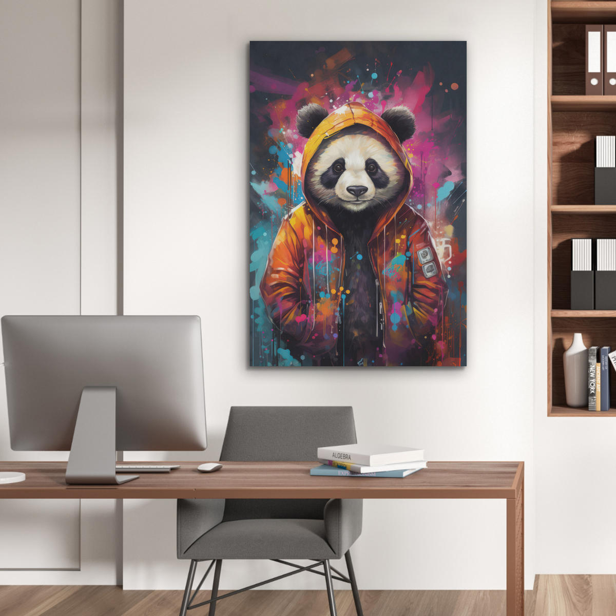 AKUSTIKBILD Panda - Jacke - Graffiti - Orange Wanddeko 60x90 cm - Orange, Kunststoff (60/90/0.9cm) - MuchoWow