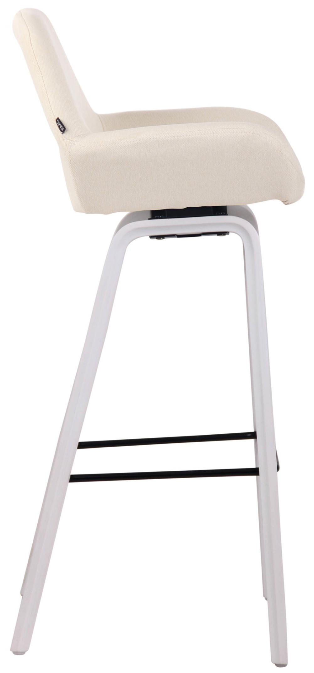 BARHOCKER Stoff creme - Creme/Weiß, Holz/Textil (52/103/51cm) - CLP