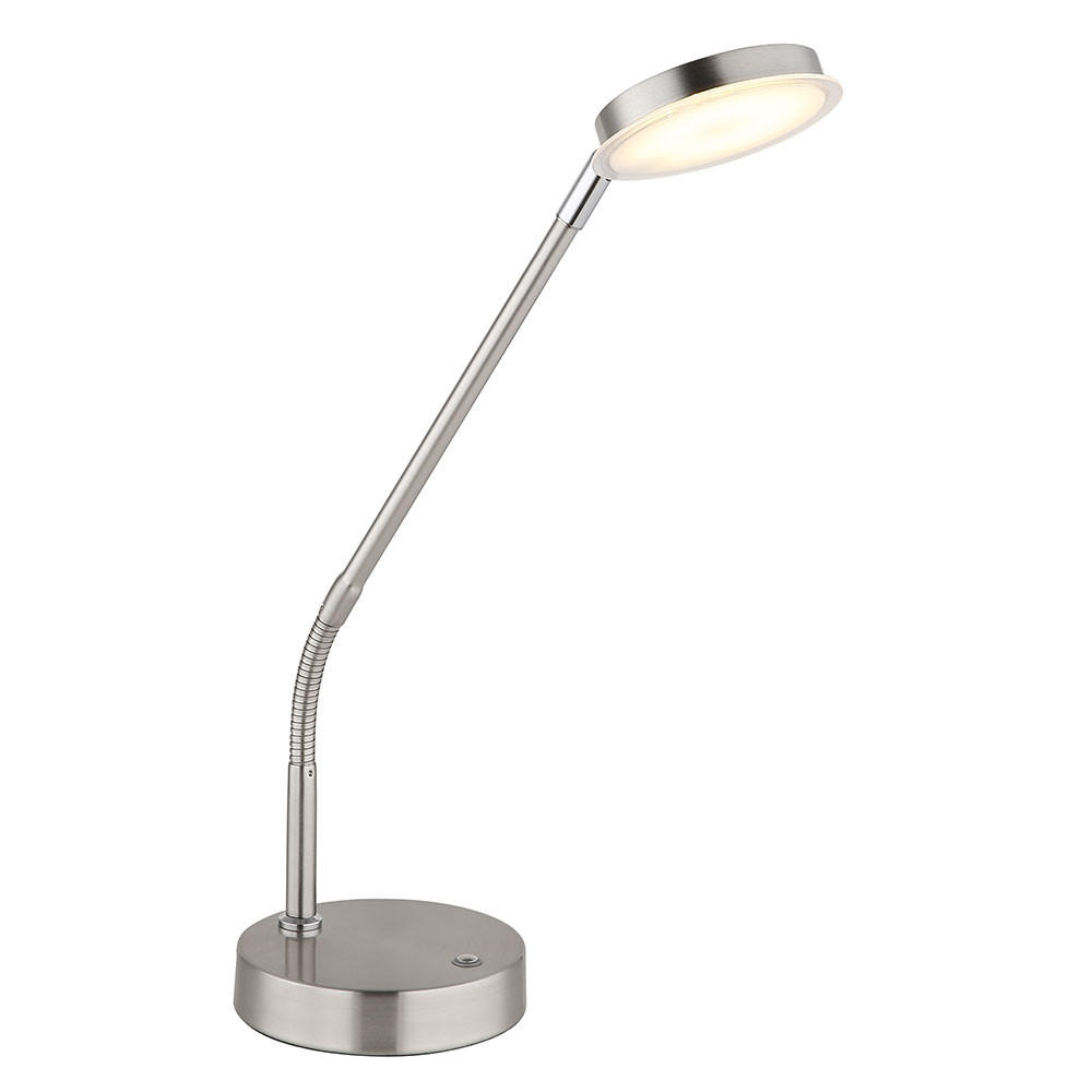 LED TISCHLEUCHTE SILVIO, SILBER, METALL, FLEXIBLER ARM - Silberfarben, Metall (43/13/53.5cm) - Globo Lighting