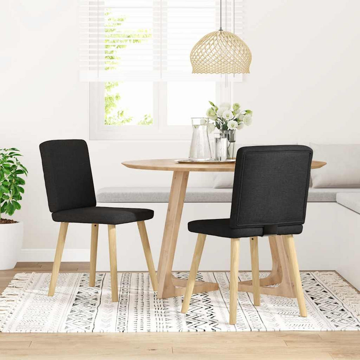ESSZIMMERSTÜHLE 2 Stk. Schwarz Stoff 45*54*86cm - Schwarz, Metall (45/86/54cm) - ZMH