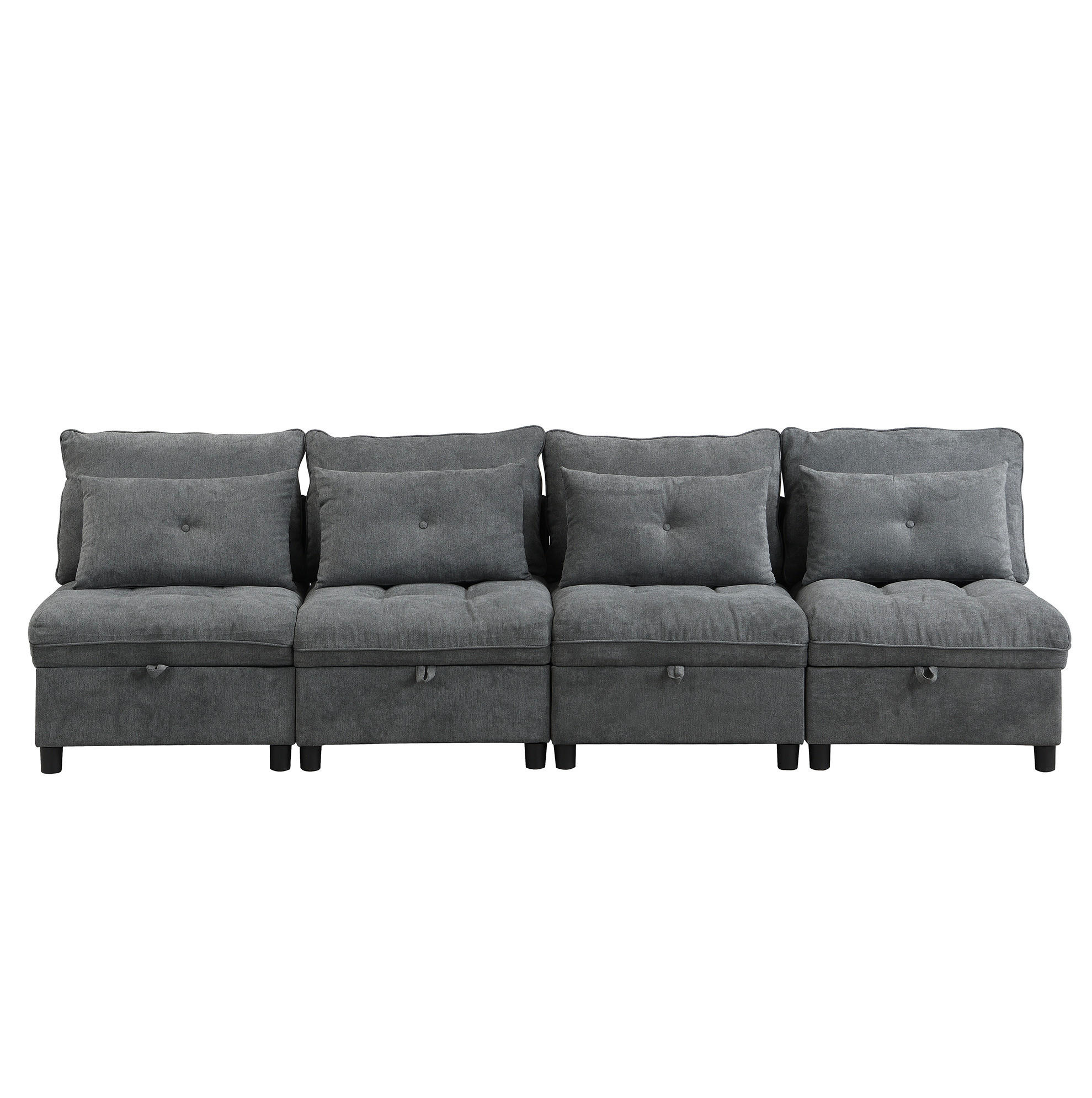 4-SITZER Sofa 274/76/87 cm Antique Gray aus Foam mit Schlaffunktion - Dunkelgrau, Kunststoff (76/87/274cm) - OKMYHOME