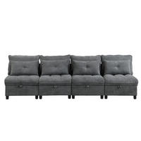 4-SITZER Sofa 274/76/87 cm Antique Gray aus Foam mit Schlaffunktion - Dunkelgrau, Kunststoff (76/87/274cm) - OKMYHOME