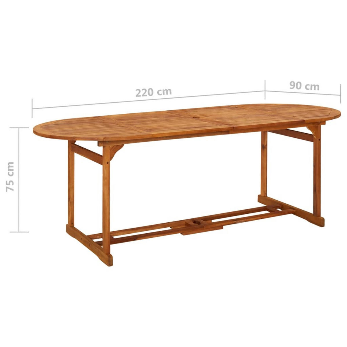 GARTENTISCH Sedo 220x90x75 cm Akazie - Braun, Holz (220/90/75cm) - DELUKE