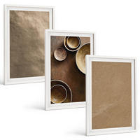 BILDER SET 3er Set - 40x60 cm Weißer Rahmen - Minimalistische Steinstrukturen - Weiß, Kunststoff (40/60cm) - TULUP
