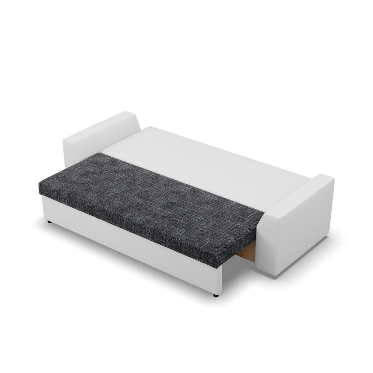 SOFA 3-SITZER MIT SCHLAFFUNKTION LUGO Dunkelgrau/Weiß - Dunkelgrau/Weiß, Textil (92/92/232cm) - Mebligo