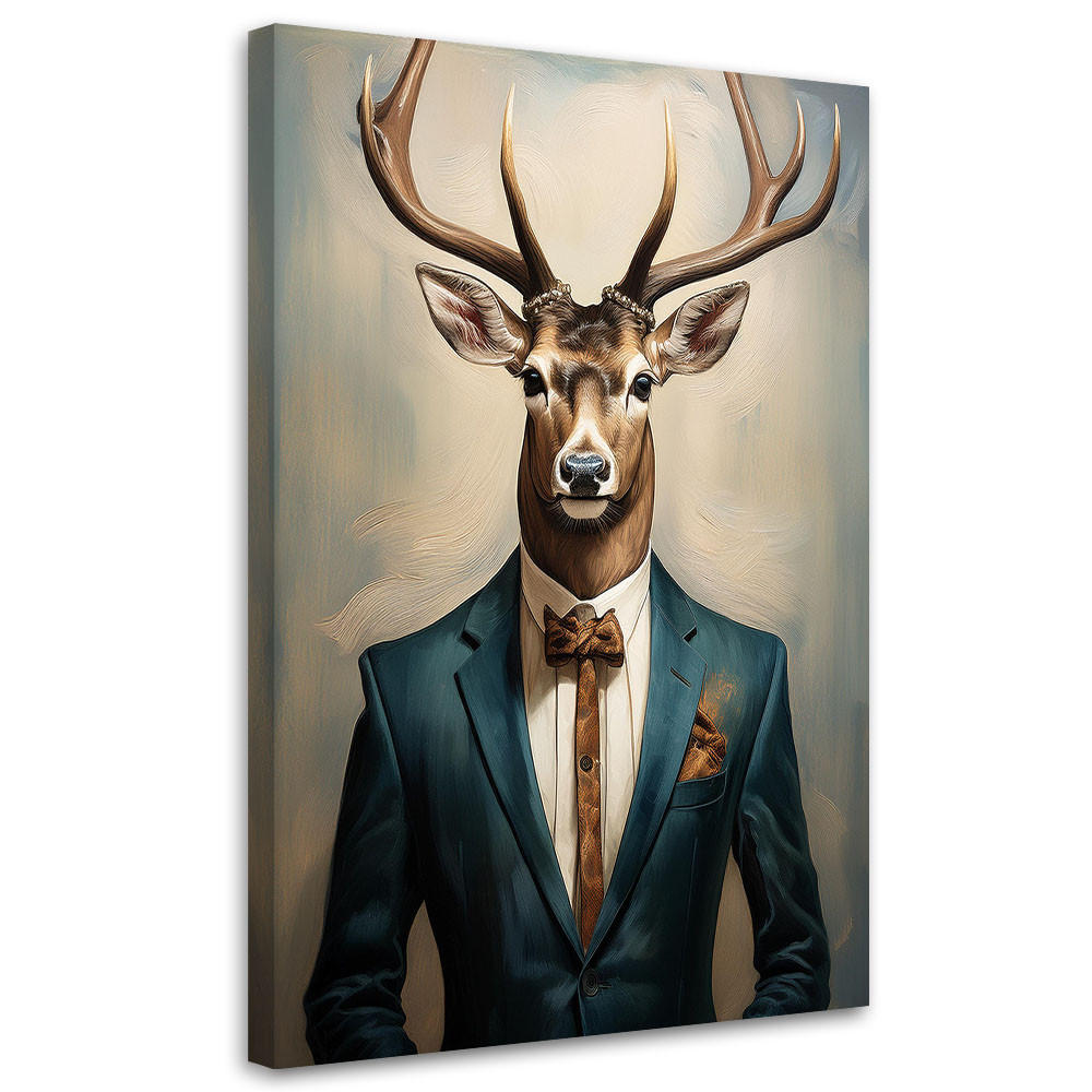 WANDBILD hirsch geschäftsmann abstrakte vintage - Braun, Textil (40/60cm) - Feeby