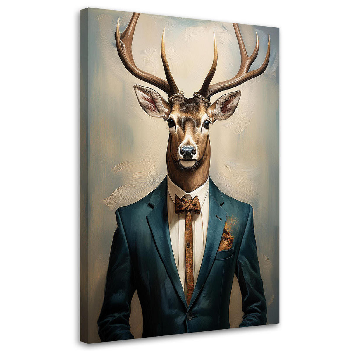 WANDBILD hirsch geschäftsmann abstrakte vintage - Braun, Textil (40/60cm) - Feeby