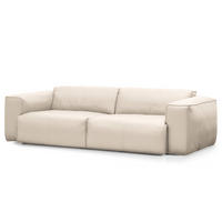 3-SITZER SOFA - Schwarz/Hellblau, Leder/Kunststoff (251/71/102cm) - home24