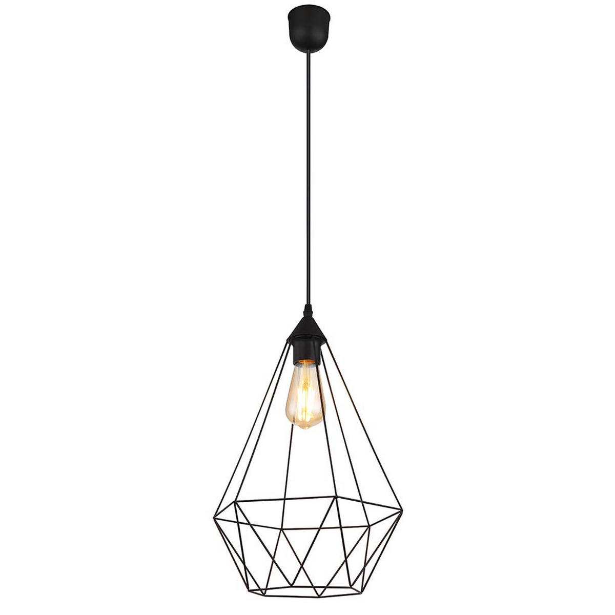 HÄNGELEUCHTE Metall Gitter Schwarz - Schwarz, Metall (30/30/120cm) - Globo Lighting