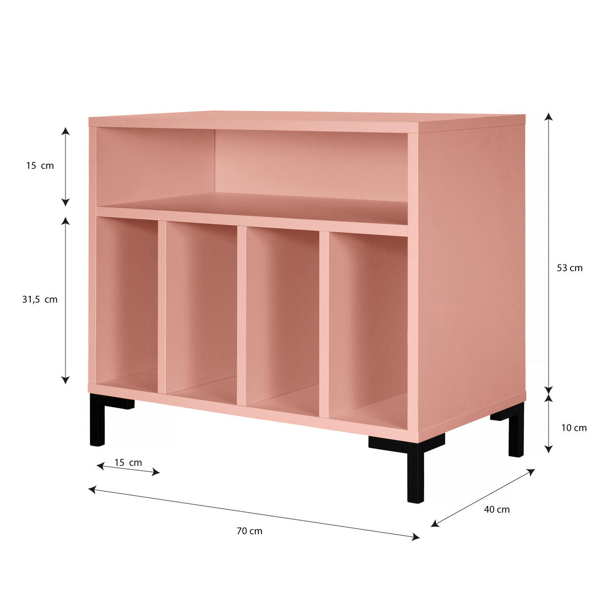 SCHRANK für Schallplatten rosa BOWIE - Pink, Holzwerkstoff (40/63/70cm) - RNT By Really Nice Things