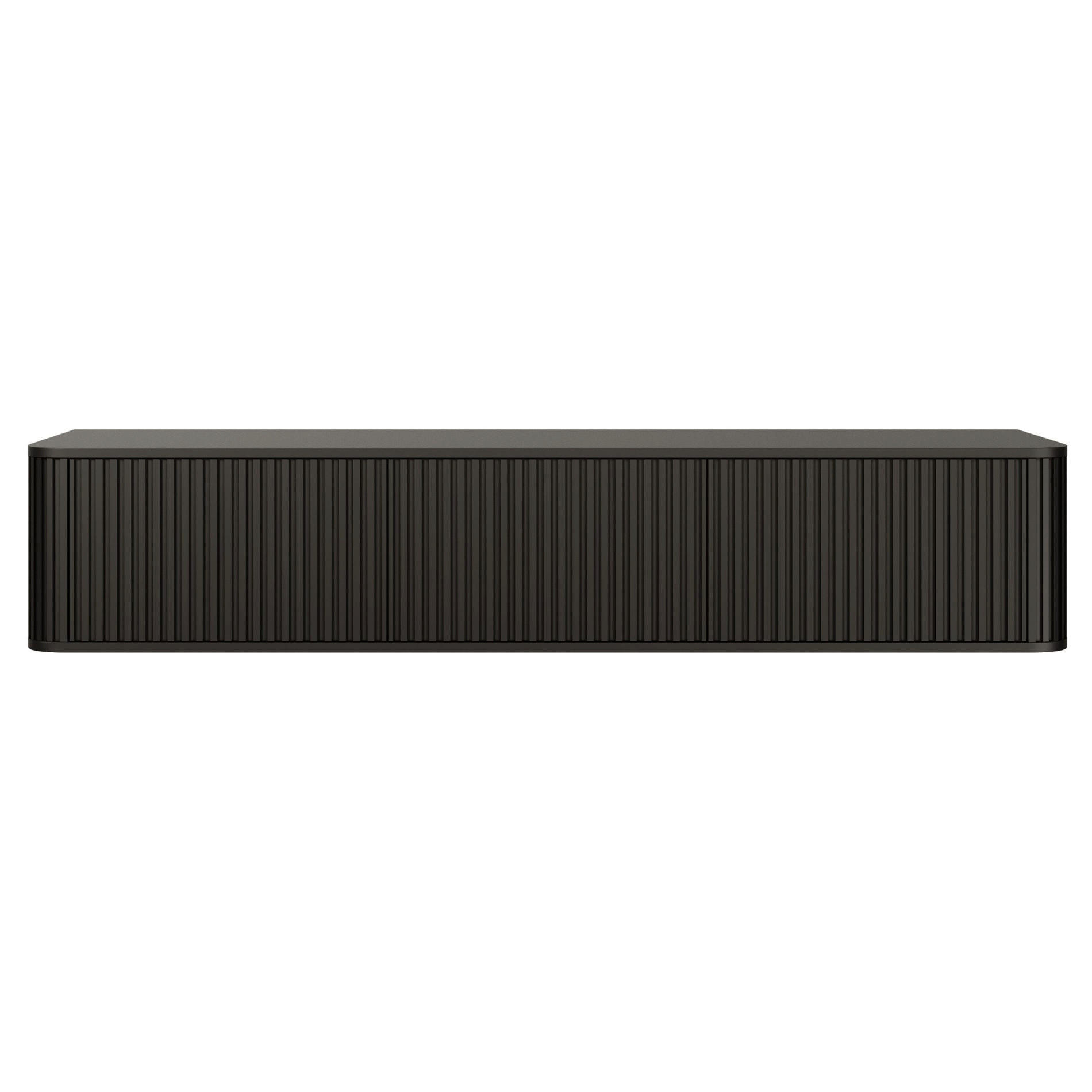 TV-HÄNGEBOARD Ovarlo Schwarz mit geriffelten Fronten 163/49/38 cm - Schwarz, Holzwerkstoff (163.2/31.2/38cm) - Selsey
