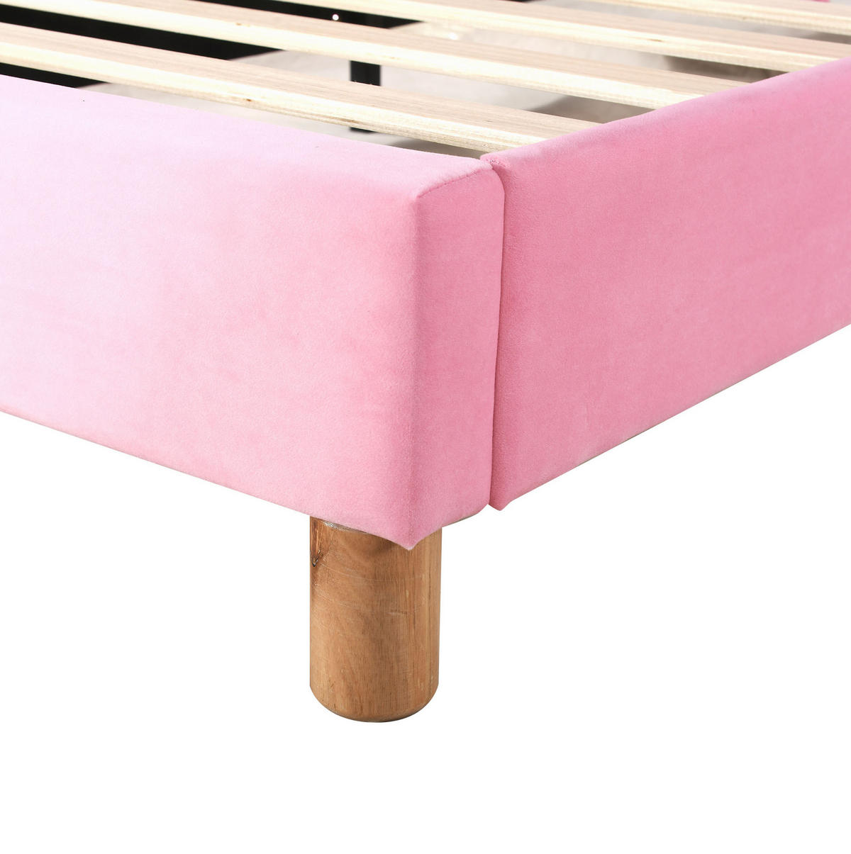 POLSTERBETT aus Samt 90x200 cm in Rosa mit LED & Stauraumbänken - Rosa, Textil (90/200cm) - Modfu