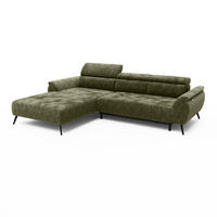 ECKSOFA Ottomane rechts Chenille 286x184x79 grün VALENTINA - Grün, Kunststoff (286/184cm) - Massivmoebel24