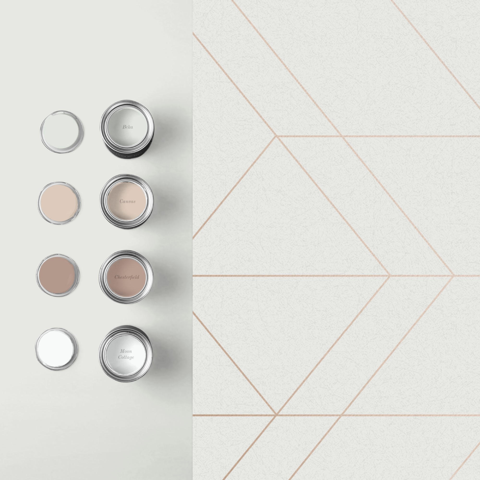 VLIESTAPETE - Balance Weiß Rose Gold - Roségold/Weiß, Papier/Kunststoff (53/1000cm) - Graham & Brown