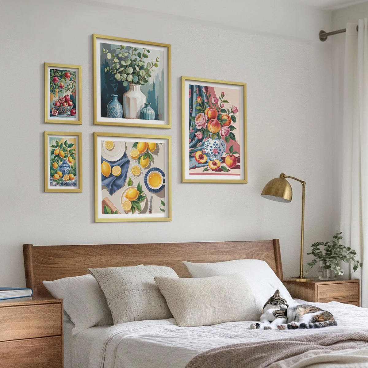 BILDER SET 5er Set - 50x50 cm & 20x30 cm & 40x60 cm Goldrahmen - Matisses stilvolle Figuren - Goldfarben, Kunststoff (40/60cm) - TULUP