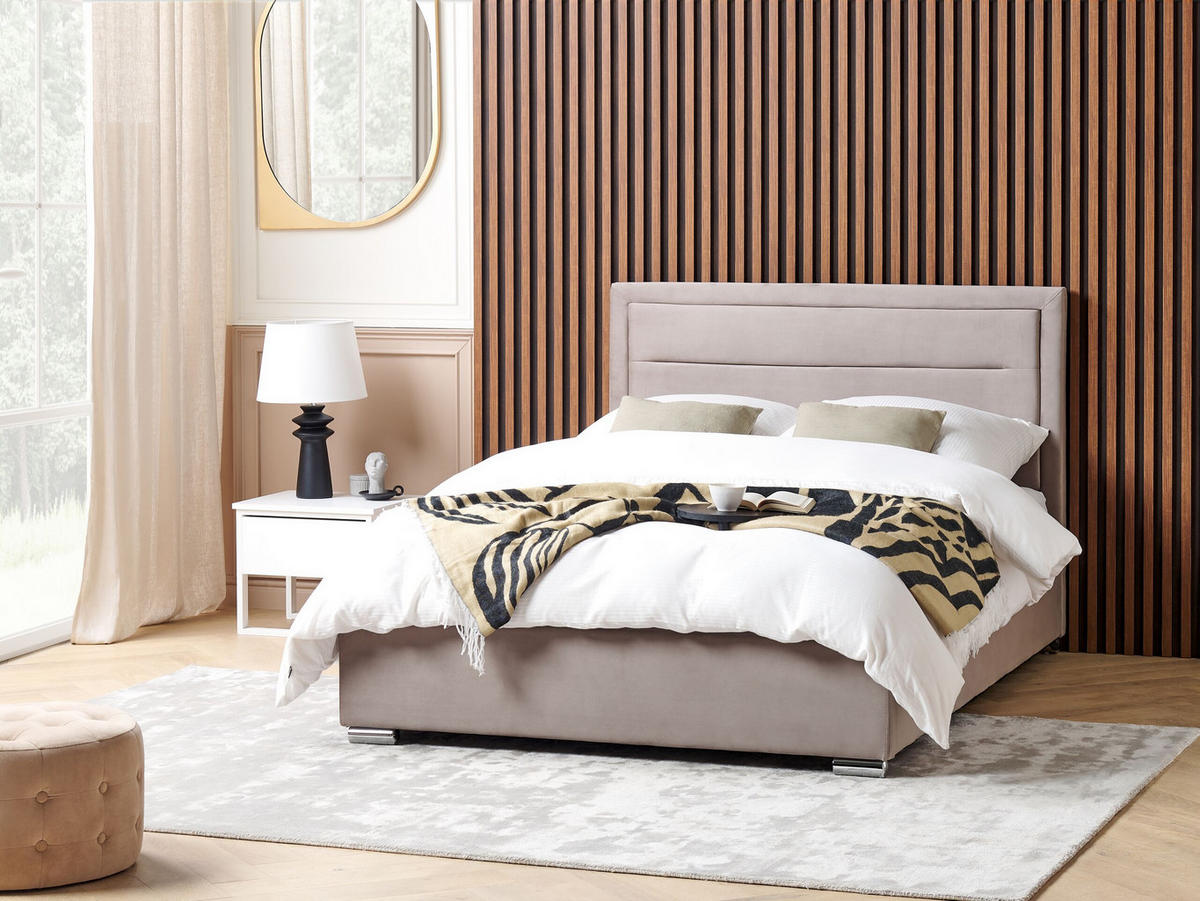 POLSTERBETT 140x200 cm Beige Rouen - Taupe, Textil (140/200cm) - Beliani