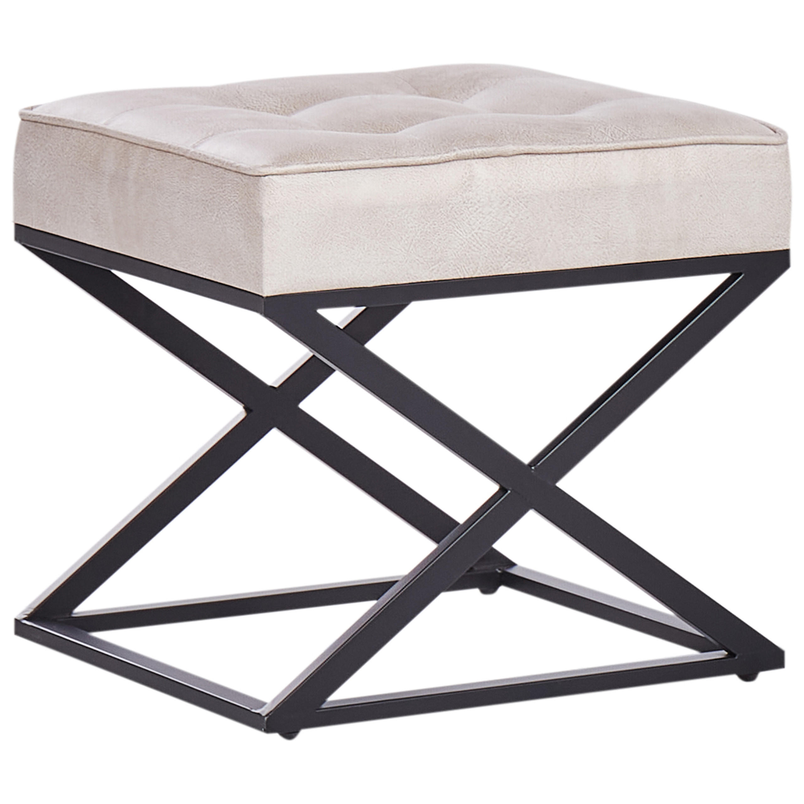 HOCKER Kunstleder Beige Murdo - Beige/Schwarz, Kunststoff (47/43/40cm) - Beliani