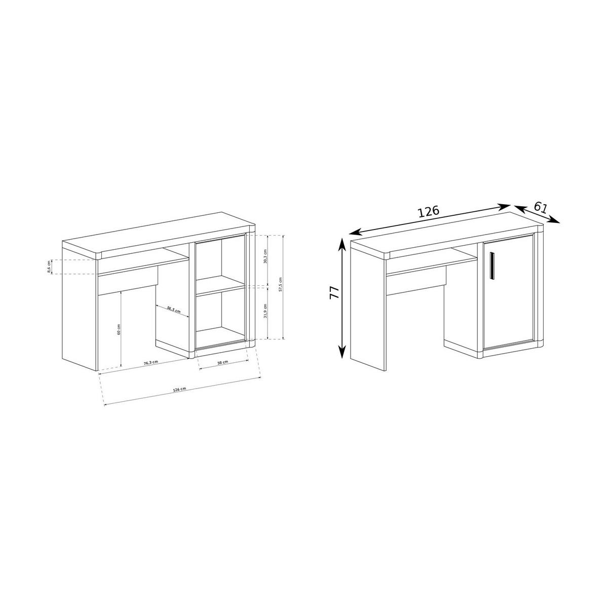 SCHREIBTISCH Dallas D-13 126 x 61 x 77 cm Eiche Sonoma - Sonoma Eiche, Holzwerkstoff/Kunststoff (61/126/77cm) - Koseto